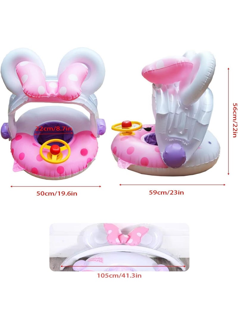 تابيت عوامة حمام سباحة للأطفال، قارب عائم لحمام السباحة مع مظلة واقية من الشمس، عوامة حمام سباحة قابلة للنفخ، حلقة يخت، مظلة، مقعد تدريب سباحة قابل للنفخ للأولاد والبنات، هدية مثالية لحفلات الصيف الخارجية - Image 3